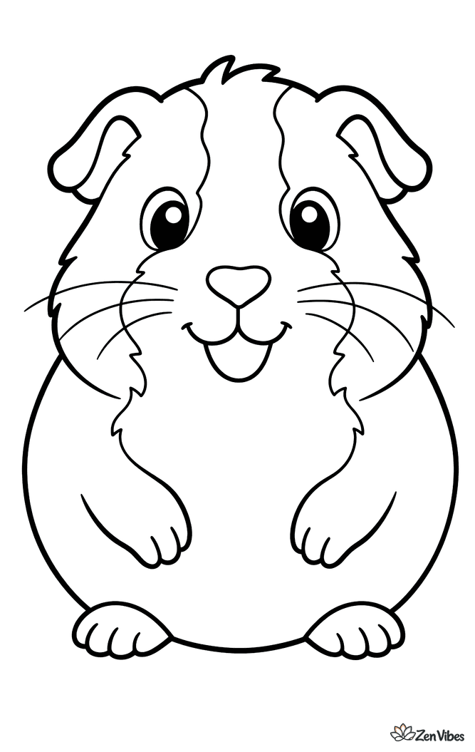 One chubby guinea pig facing forward with small ears and a round nose, no background